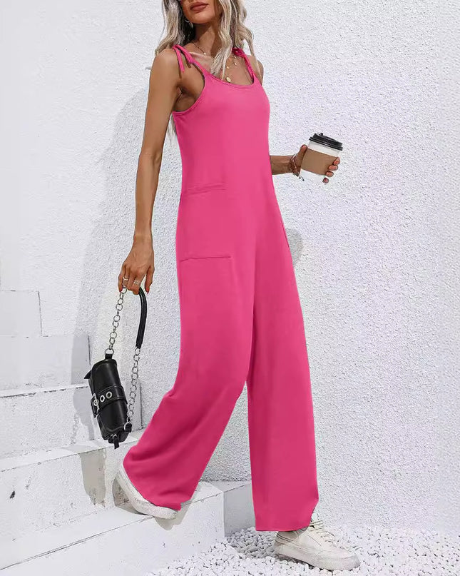Women's Sling Straight Wide Leg Jumpsuit Trousers