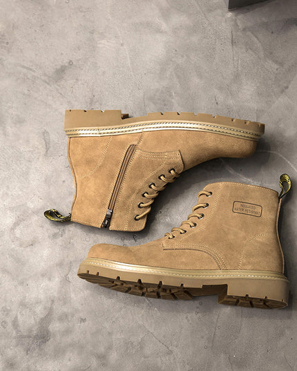 Hidden Heel Platform Retro Men's Leather Boots