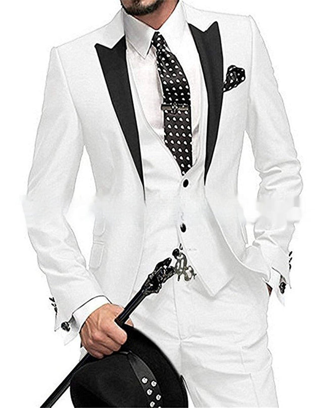 Black Collar Color Blocked Three Piece Set