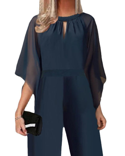 Women's Solid Color Short-sleeved Fashion Jumpsuit