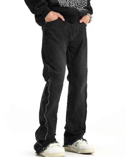 High Street Side Zipper Design Jeans American Style