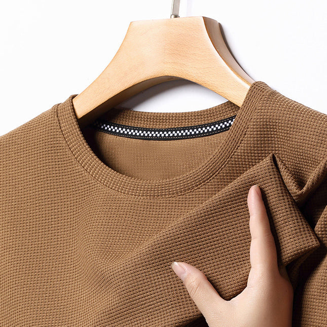 Summer Solid Color Men's Polyester Round Neck T-shirt