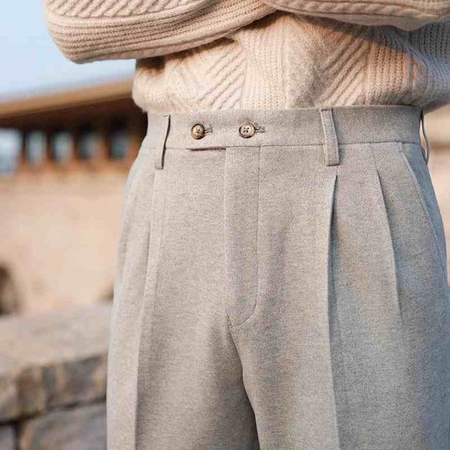 Casual High-waisted Men's Business Paris Button Straight Leg Neapolitan Sag Wear Pants