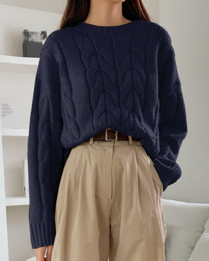 Round Neck Pure Color All-matching Trendy Sweater Top