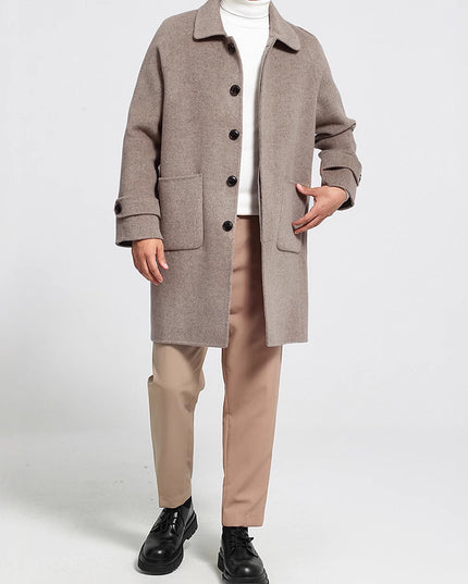 Wool Reversible Woolen Coat Men's Mid-length Single-breasted Baggy Coat
