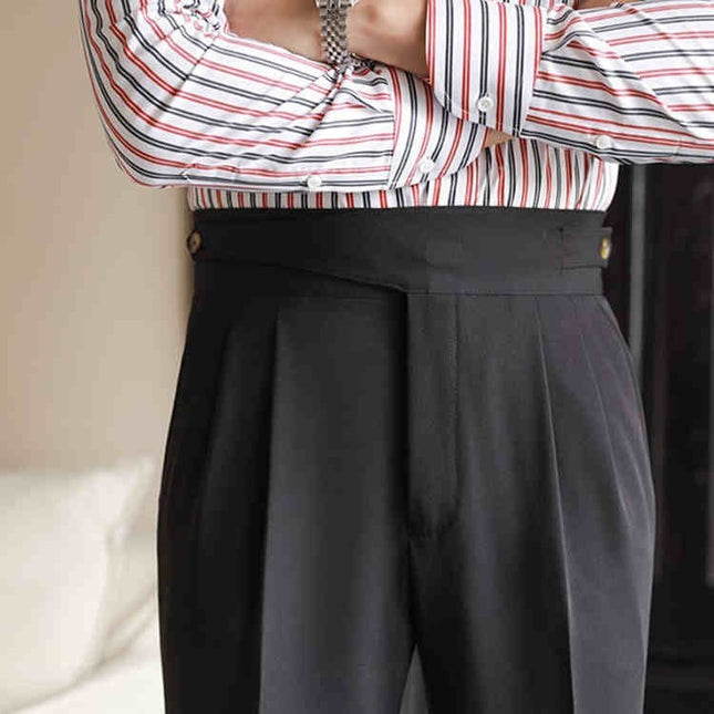 Casual High-waisted Men's Business Paris Button Straight Leg Neapolitan Sag Wear Pants