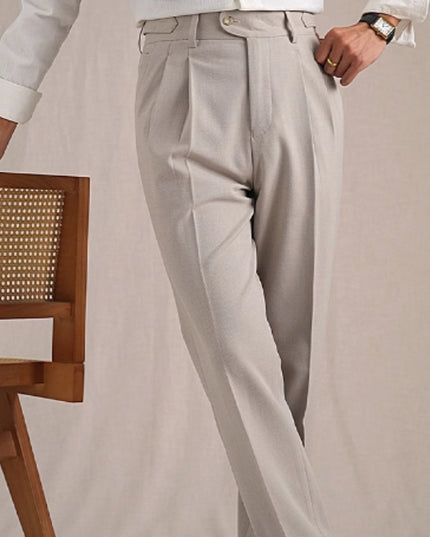 Neapolitan Mesh Wool Breathable Straight Loose Suit Pants