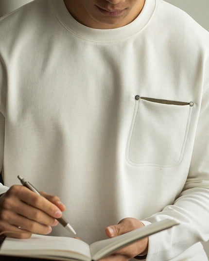 Contrast Color Pocket Pullover Long Sleeve Men's Spring Bottoming
