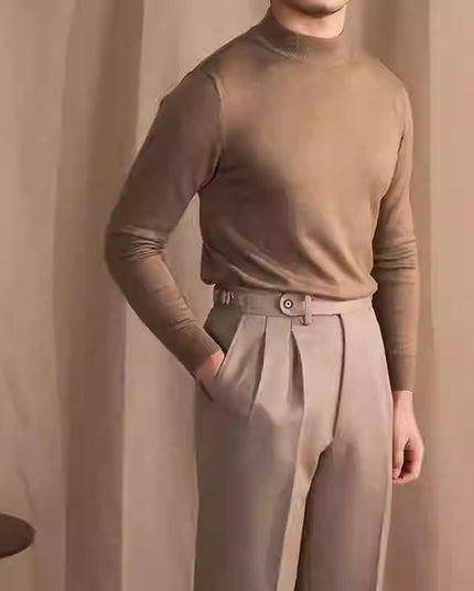 Soft Glutinous Skin-friendly Wool Mock Neck Sweater Gentleman