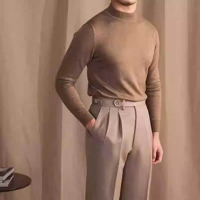 Soft Glutinous Skin-friendly Wool Mock Neck Sweater Gentleman