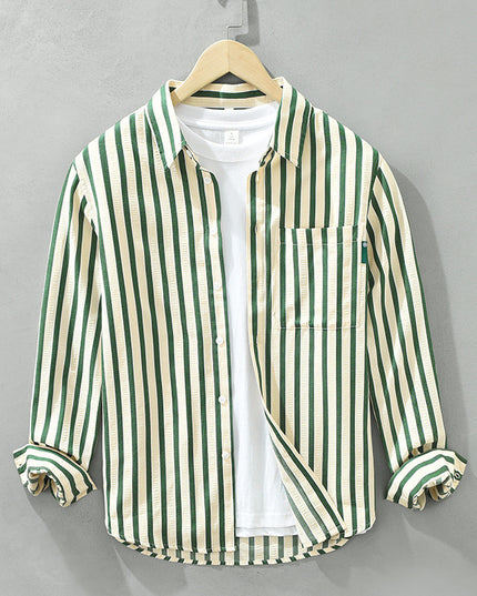 Vertical Striped Long-sleeved Shirt Loose