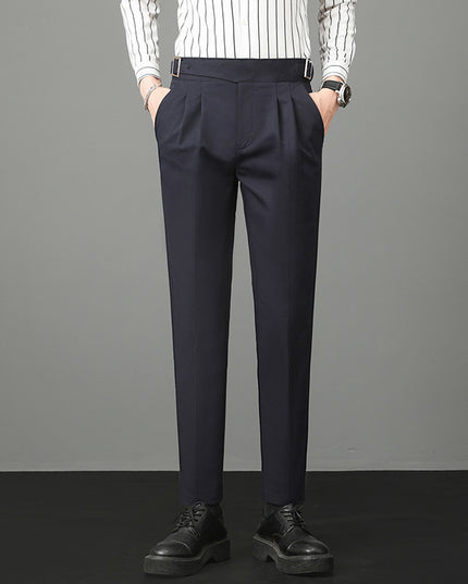 Young Men's Trousers Suit Pants Slim Fit