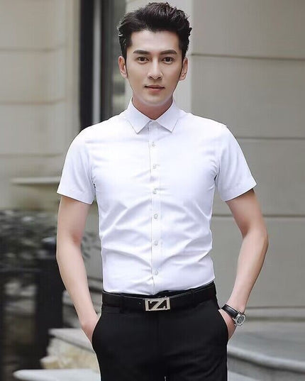 White Shirt Men's Long Sleeve Slim Fit All-match Solid Color