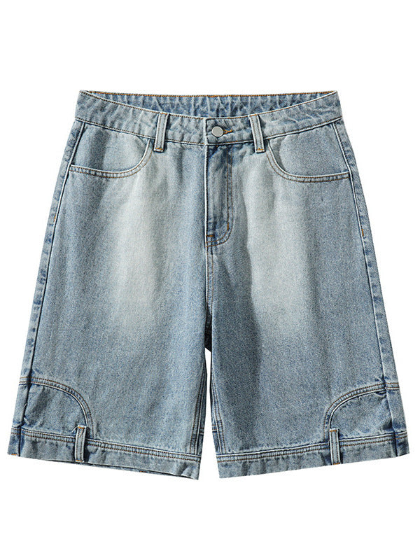 Loose Straight Bermuda Shorts Men's Blue