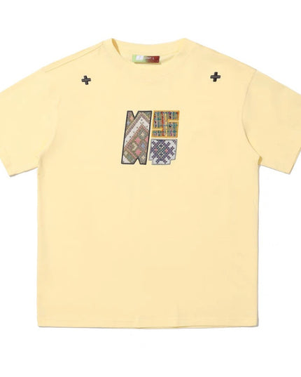 Paste Cloth Embroidery Retro Loose Casual All-match Short-sleeved T-shirt