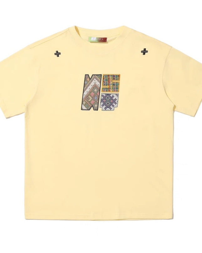 Paste Cloth Embroidery Retro Loose Casual All-match Short-sleeved T-shirt