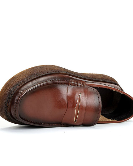 British Men's Casual Thick-soled Leather Increased Lazy Shoes