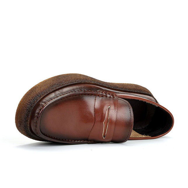 British Men's Casual Thick-soled Leather Increased Lazy Shoes