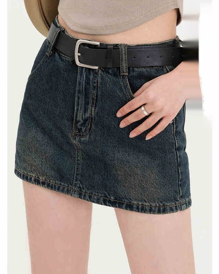 Retro A- Line Denim Short Skirt