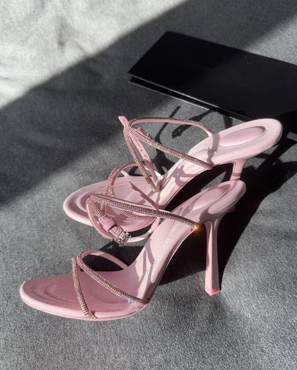 Spring And Summer Stiletto Sexy Open Toe Buckle Rhinestone Sandals