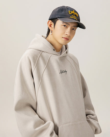 400g Suede Heavy Hooded Sweater Men's Autumn And Winter Split Design