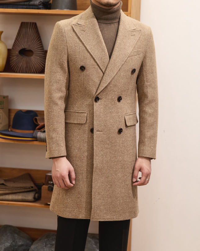 Autumn And Winter Brown Bar MACN Warm Wool Overcoat