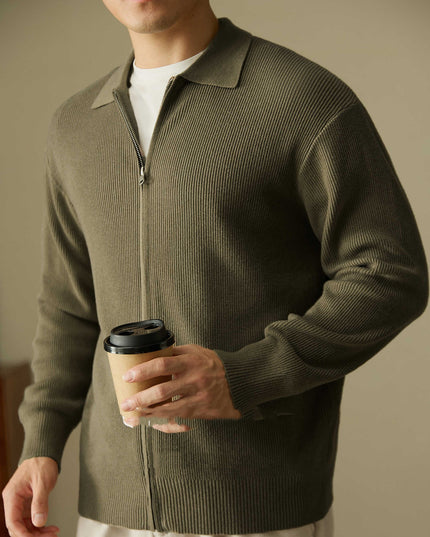 Wool Blended Men's Cardigan Zip Sweater
