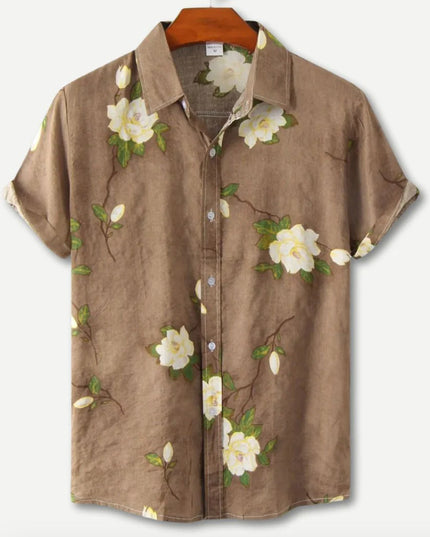 Hawaiian Printing Lapel Short Sleeve Shirt