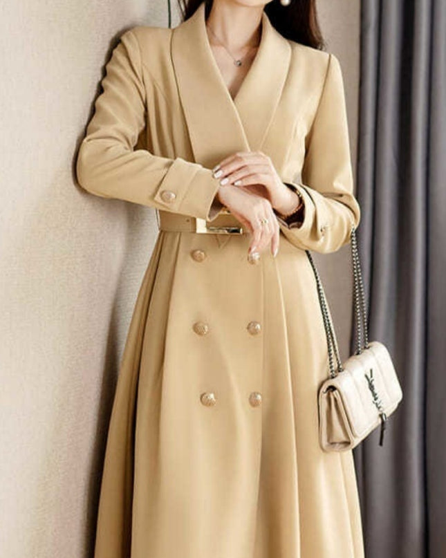 Spring And Autumn Elegant Khaki Women's Mid-length Fashionable High-grade Coat