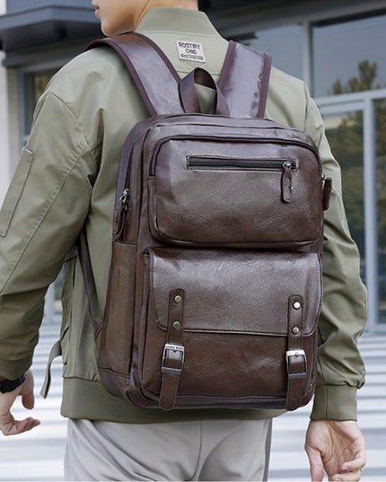 High-end Leather Texture Business Large Capacity Backpack