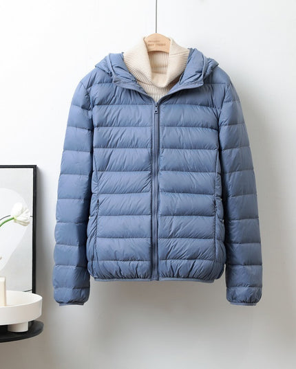 Lightweight Down Jacket Women's Short Stand Collar Hooded