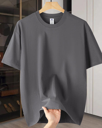 Drop Shoulder Loose Round Neck Pure Color All-matching