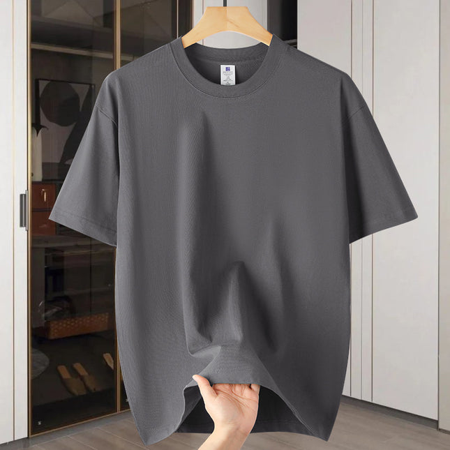 Drop Shoulder Loose Round Neck Pure Color All-matching