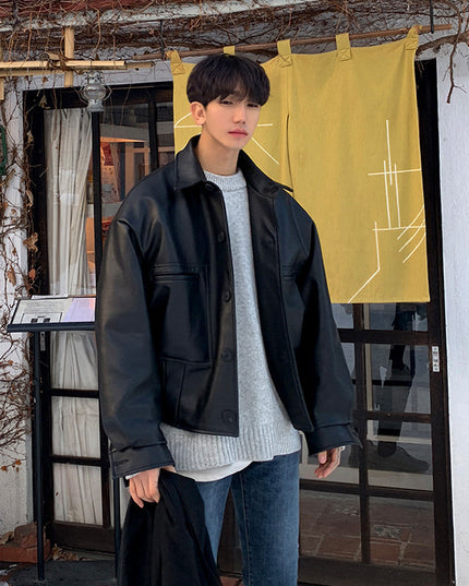 Men's Loose And Warm Leather Jacket