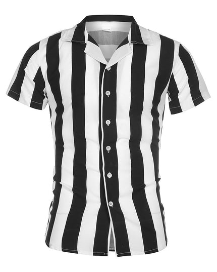 Men's Shirt Men's Short-sleeved Mercerized Cotton Stripes