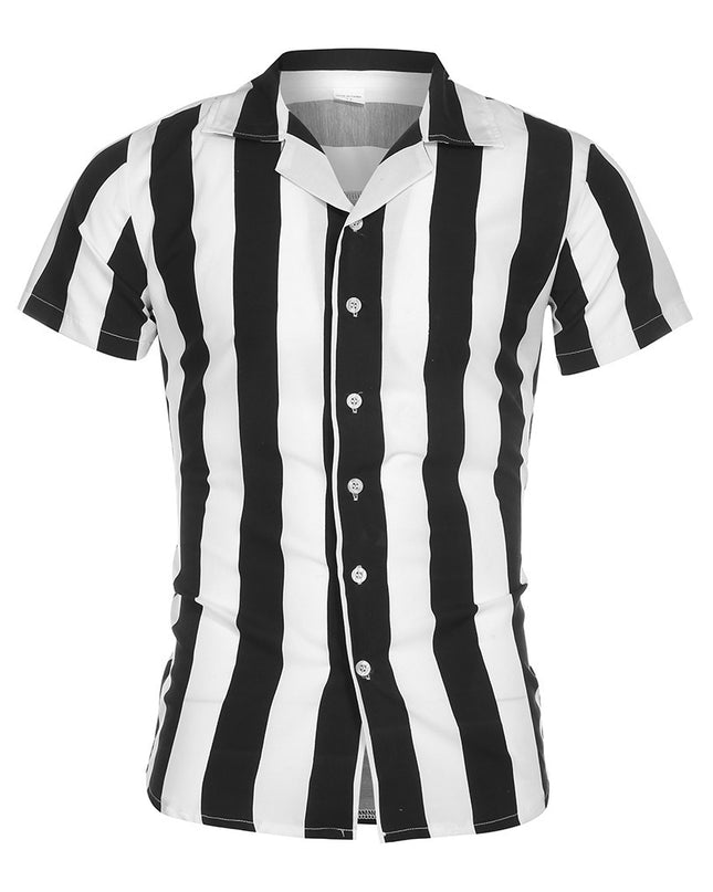 Men's Shirt Men's Short-sleeved Mercerized Cotton Stripes