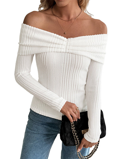 Women's French-style Off-shoulder Long-sleeved Sweater