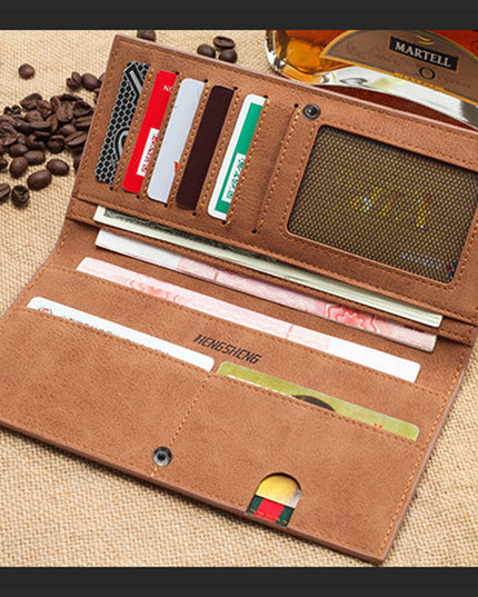 Men's Wallet Long Retro Thin Frosted Soft