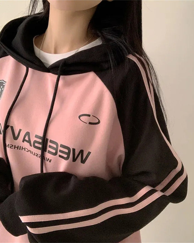Thin Stitching Velvet Padded Hooded Sweatshirt Women