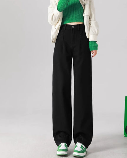 Straight High Waist Draped Casual Wide-leg Pants
