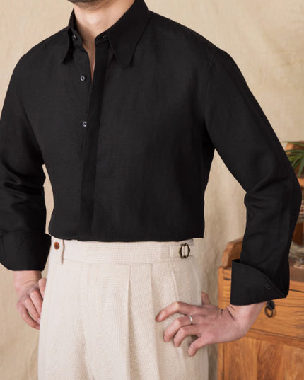 Skin-friendly Draping Lyocell Long Linen Sleeves Shirt