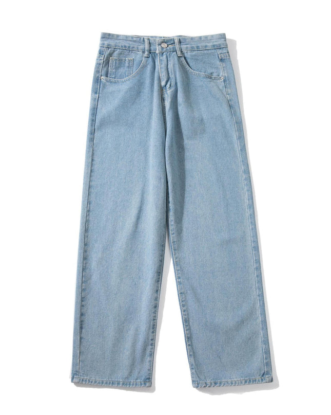 Men’s Retro Washed Denim Jeans – Straight Leg Cotton Pants