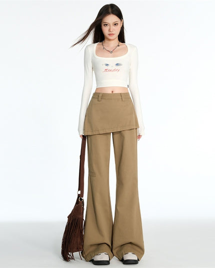 American Retro Fake Two-piece Design Slightly Spicy Casual Pants
