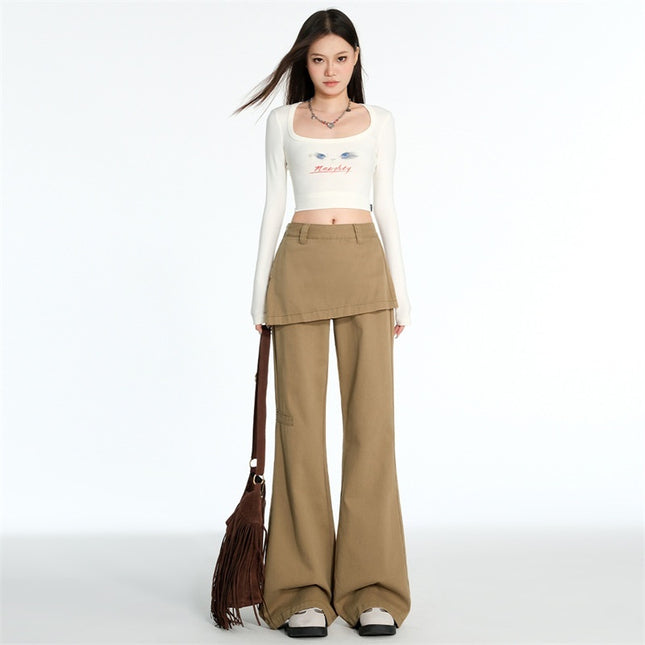 American Retro Fake Two-piece Design Slightly Spicy Casual Pants