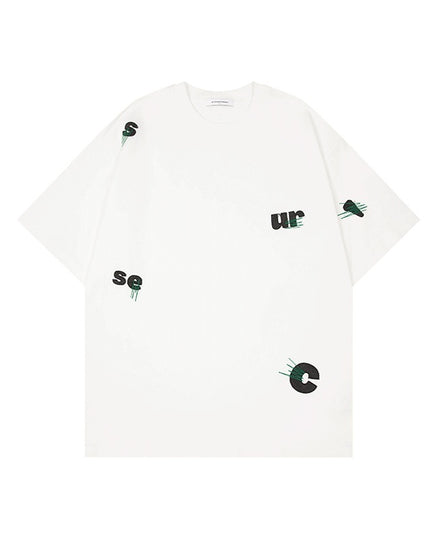 Men's Cotton Embroidery Simple Loose Leisure Pullover Short Sleeve Ins