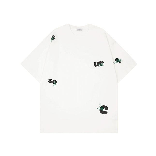 Men's Cotton Embroidery Simple Loose Leisure Pullover Short Sleeve Ins