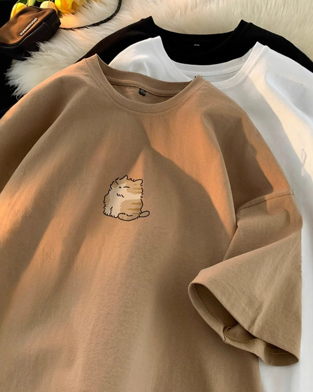 Youth Oversize Versatile Loose Round Neck Half Sleeve
