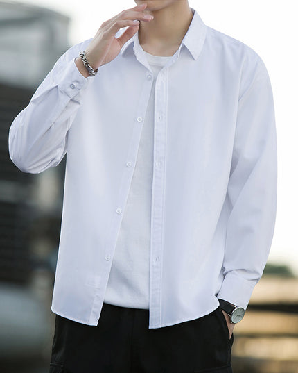 Men's Ice Silk Drape Long Sleeved Loose Casual Shirt