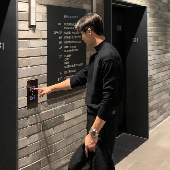 Men’s Mock Neck Long Sleeve Sweater – Loose Fit Cotton Innerwear Top