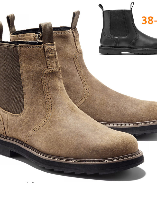 Handmade Frosted Set Feet High-top Men's Boots Casual Black